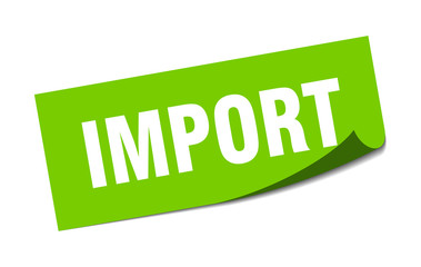 import sticker. import square sign. import. peeler