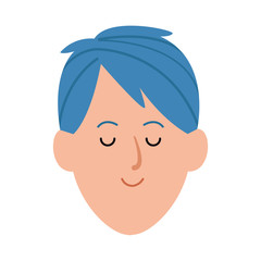 cartoon man with eyes closed, colorful design