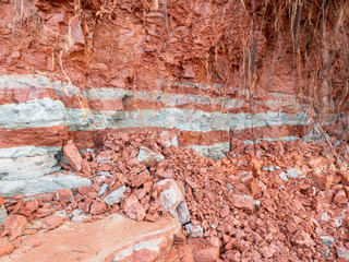 colored abstract picture with red and white clay texture