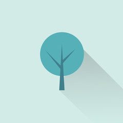 Origami tree vector template icon in green color with shadow, paper flat tree label. Trendy Flat style for graphic design, Web site, UI. EPS10. - Vector illustration