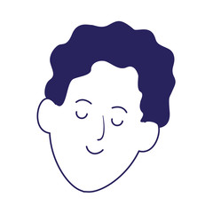 cartoon man face icon, flat design