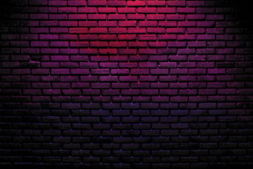 Fototapeta na wymiar Brick wall, background, neon light
