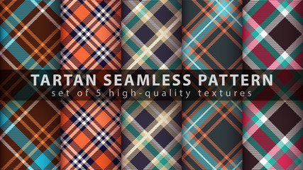 Set classic tartan seamless pattern