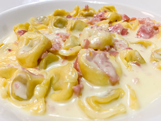 Gnocchi served hot in closeup