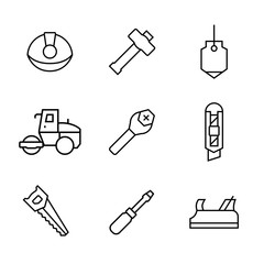 Vector icon set of construction,repair in line style.