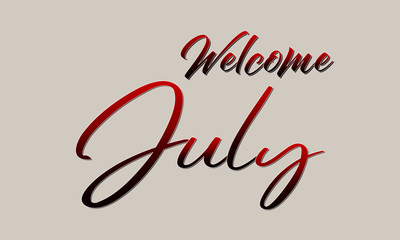  Welcome July Vector Illustration Background