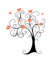 doodle tree with hearts