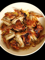 Frying chicken wings