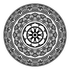 Mandala decorative round ornament. Can be used for greeting card, phone case print, etc. Hand drawn background, vector isolated on white