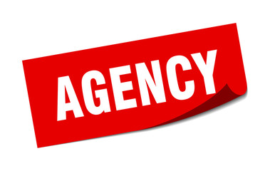 agency sticker. agency square sign. agency. peeler