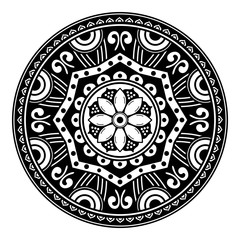 Mandala decorative round ornament. Can be used for greeting card, phone case print, etc. Hand drawn background, vector isolated on white