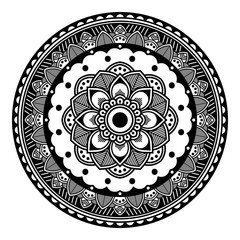 Mandala decorative round ornament. Can be used for greeting card, phone case print, etc. Hand drawn background, vector isolated on white