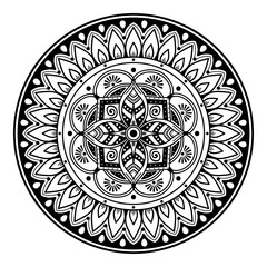 Mandala decorative round ornament. Can be used for greeting card, phone case print, etc. Hand drawn background, vector isolated on white