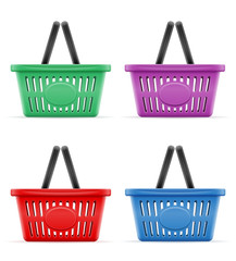 plastic shopping basket for the store stock vector illustration