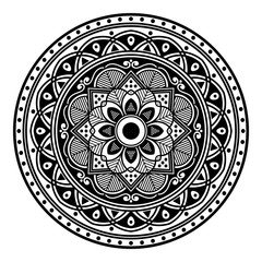 Mandala decorative round ornament. Can be used for greeting card, phone case print, etc. Hand drawn background, vector isolated on white