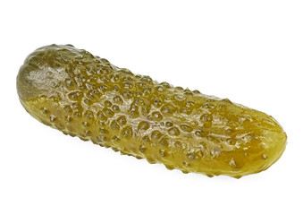Marinated pickled cucumber isolated on white background