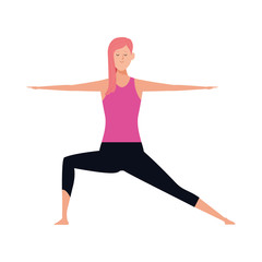 cartoon girl doing yoga icon