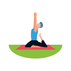 man doing yoga outdoors icon, colorful design