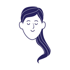 cartoon woman face with eyes closed, flat design