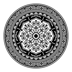 Mandala decorative round ornament. Can be used for greeting card, phone case print, etc. Hand drawn background, vector isolated on white