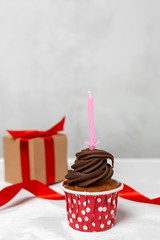 Birthday Homemade Cupcake with candle