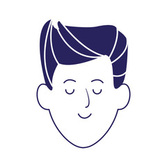 cartoon man face icon, flat design