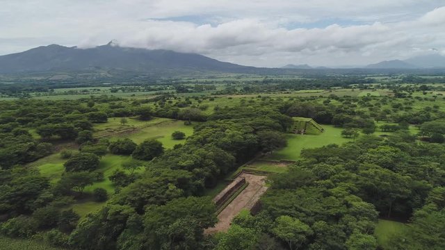An aerial view of the historical archeological site of Cihuat&aacute;n in El Salvador, Central America