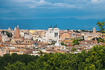 Fototapeta na wymiar Panorama of Rome from the Janiculum hill.