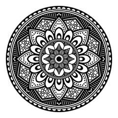 Mandala decorative ornament. Can be used for greeting card, phone case print, etc. Hand drawn background, vector isolated on white