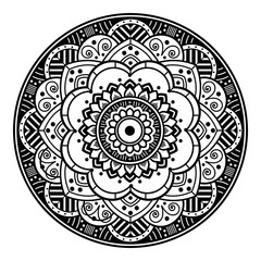 Mandala decorative ornament. Can be used for greeting card, phone case print, etc. Hand drawn background, vector isolated on white