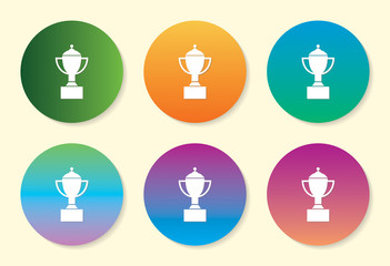 Winning Trophy six color gradient icon design.