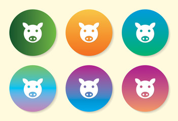 Fototapeta premium Pig six color gradient icon design.