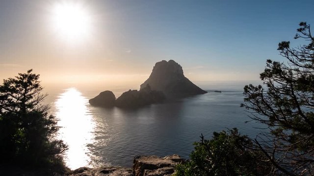 Ibiza sunset. Es Vedra Timelapse 4K UHD, Ibiza, Spain.