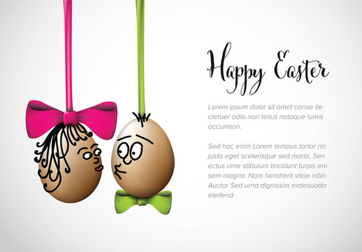Funny Easter Card Layout with Eggs