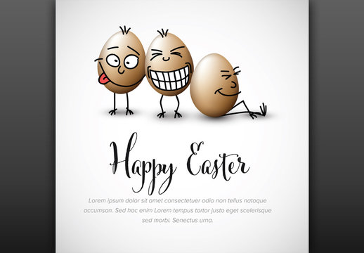 Funny Easter Card Layout with Eggs