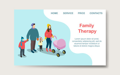 Family therapy hand drawn vector landing page