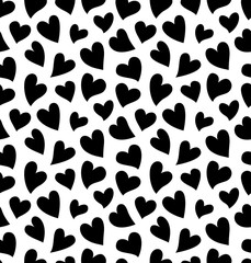 Seamless pattern with black hearts on the white background. Good for printing on Saint Valentine's Day Cards, on fabric or clothes.
