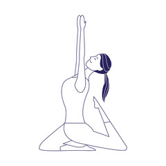 cartoon girl practicing yoga icon, flat design