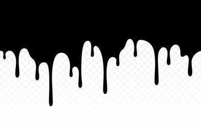 Dripping paint. Dripping liquid. Paint flows. Current paint, stains. Current drops. Dripping chocolate. Seamless pattern. Blood flows. Vector illustration. Color easy to edit. Transparent background.