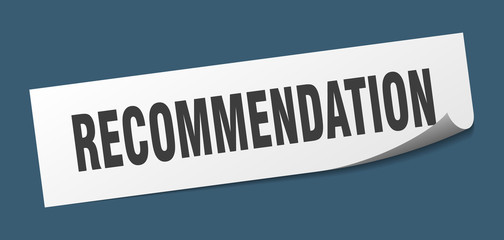 recommendation sticker. recommendation square sign. recommendation. peeler