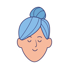 happy woman with blue hair icon, colorful design