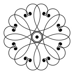 Mandala decorative round ornament. Can be used for greeting card, phone case print, etc. Hand drawn background, vector isolated on white. EPS 10 