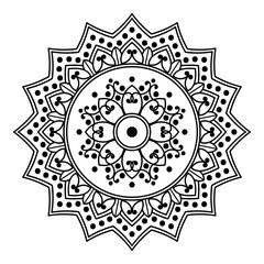 Fototapeta premium Mandala decorative round ornament. Can be used for greeting card, phone case print, etc. Hand drawn background, vector isolated on white. EPS 10 