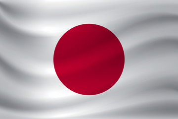 Waving flag of Japan. Vector illustration