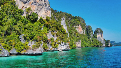 Beautiful coast of Phi Phi Don on a sunny day, Thailand
