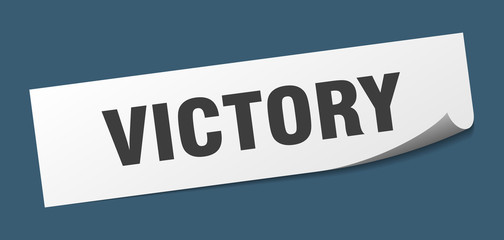 victory sticker. victory square sign. victory. peeler
