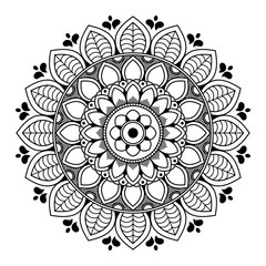 Mandala decorative round ornament. Can be used for greeting card, phone case print, etc. Hand drawn background, vector isolated on white. EPS 10 