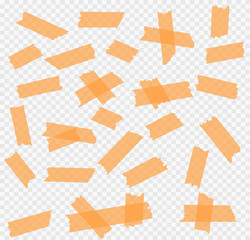 Set of adhesive tape pieces on background. Vector illustration