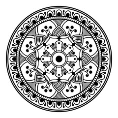 Mandala decorative round ornament. Can be used for greeting card, phone case print, etc. Hand drawn background, vector isolated on white. EPS 10 