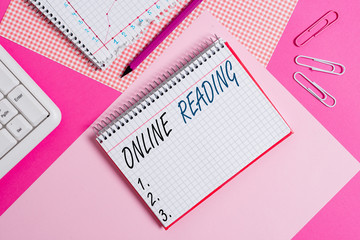 Word writing text Online Reading. Business photo showcasing process of extracting meaning is in a...
